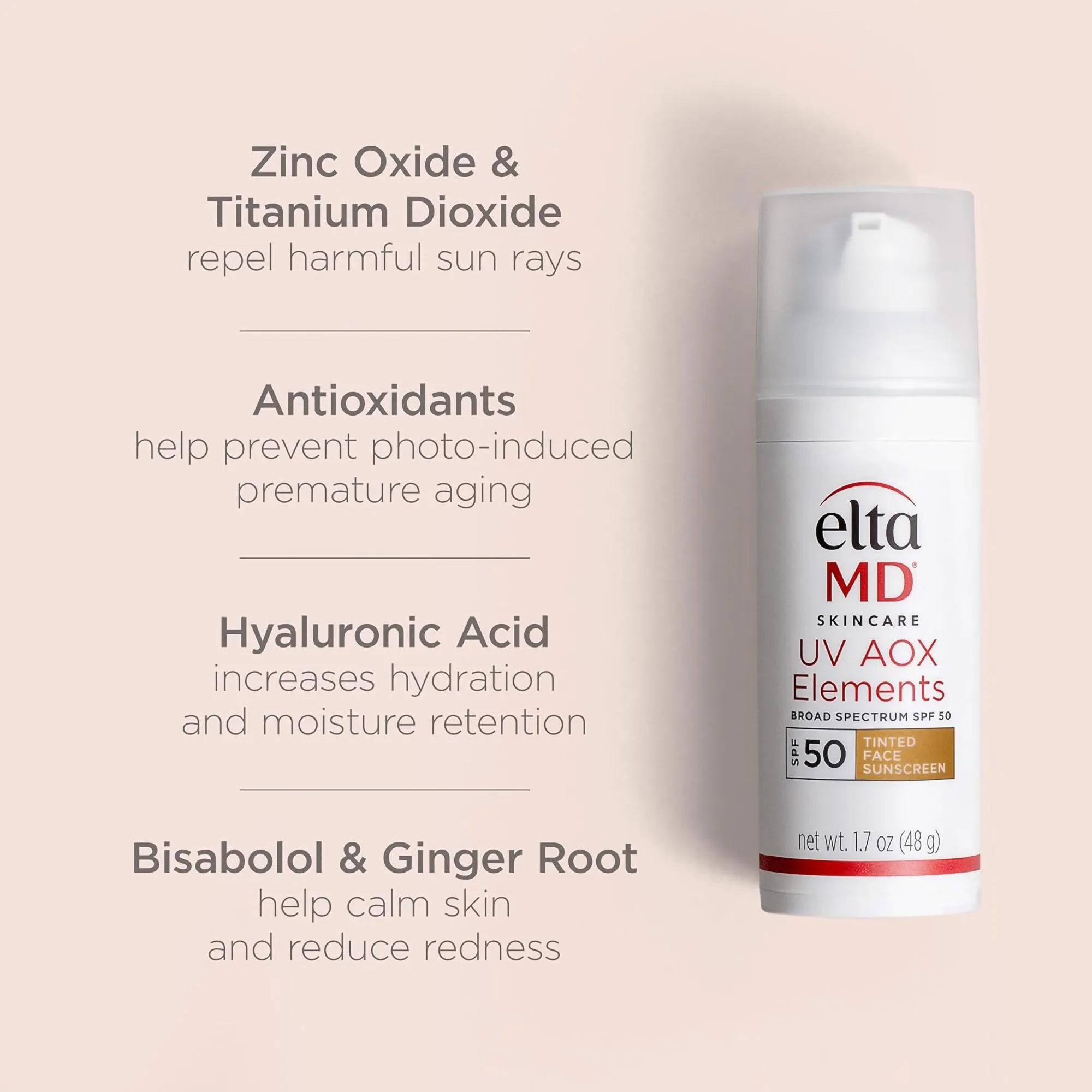 Elta Md UV AOX Elements Broad Spectrum SPF 50 Tinted Face Sunscreen