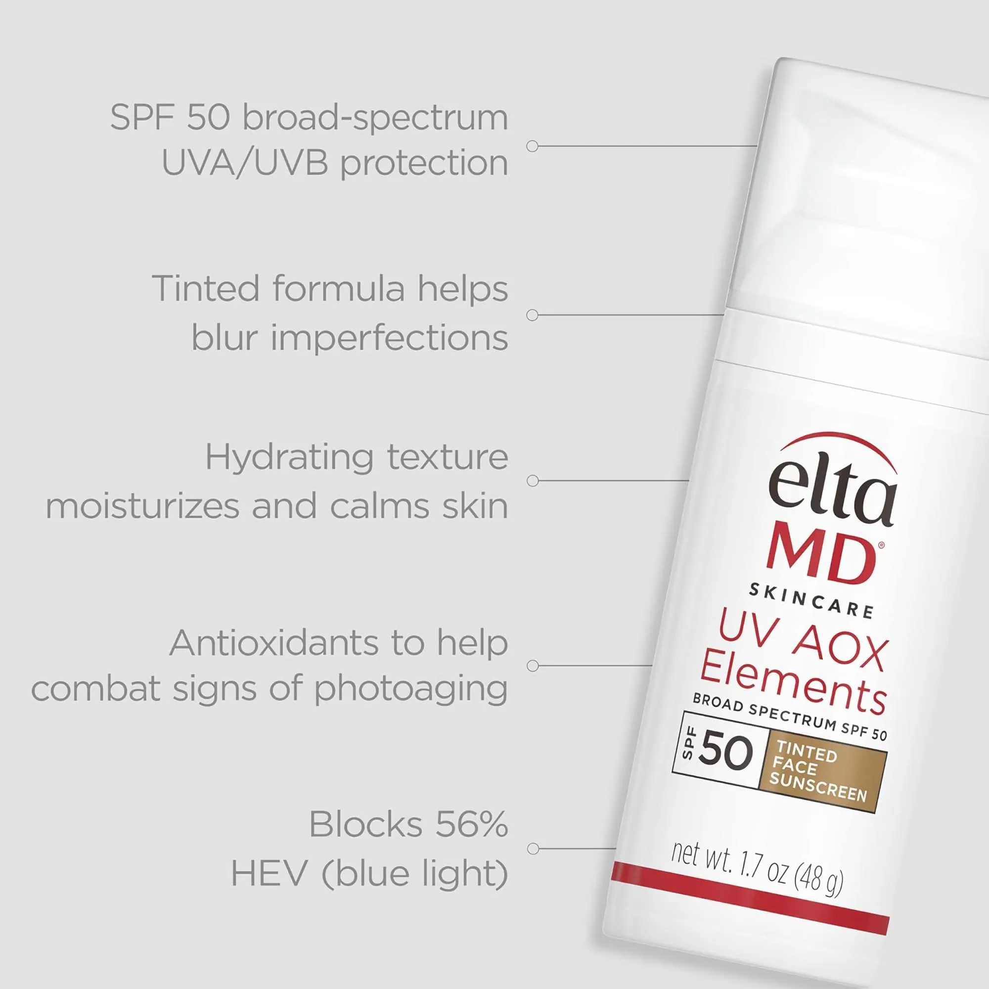 Elta Md UV AOX Elements Broad Spectrum SPF 50 Tinted Face Sunscreen