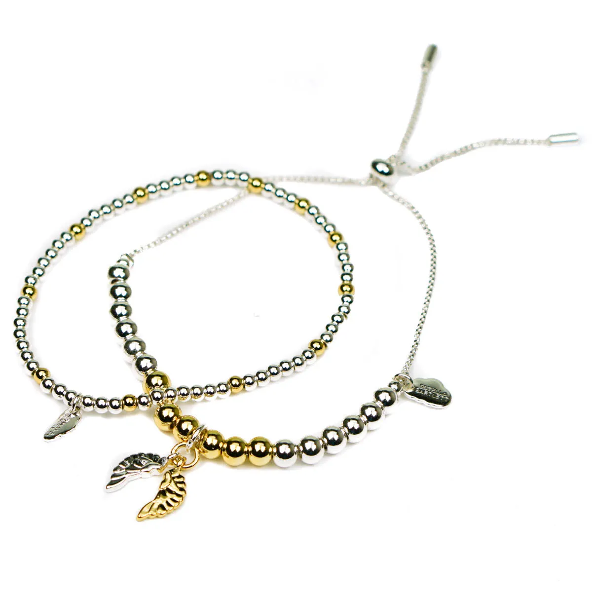 Estella Bartlett Angel Wings Bracelet Set of 2 Silver and Gold Bracelets