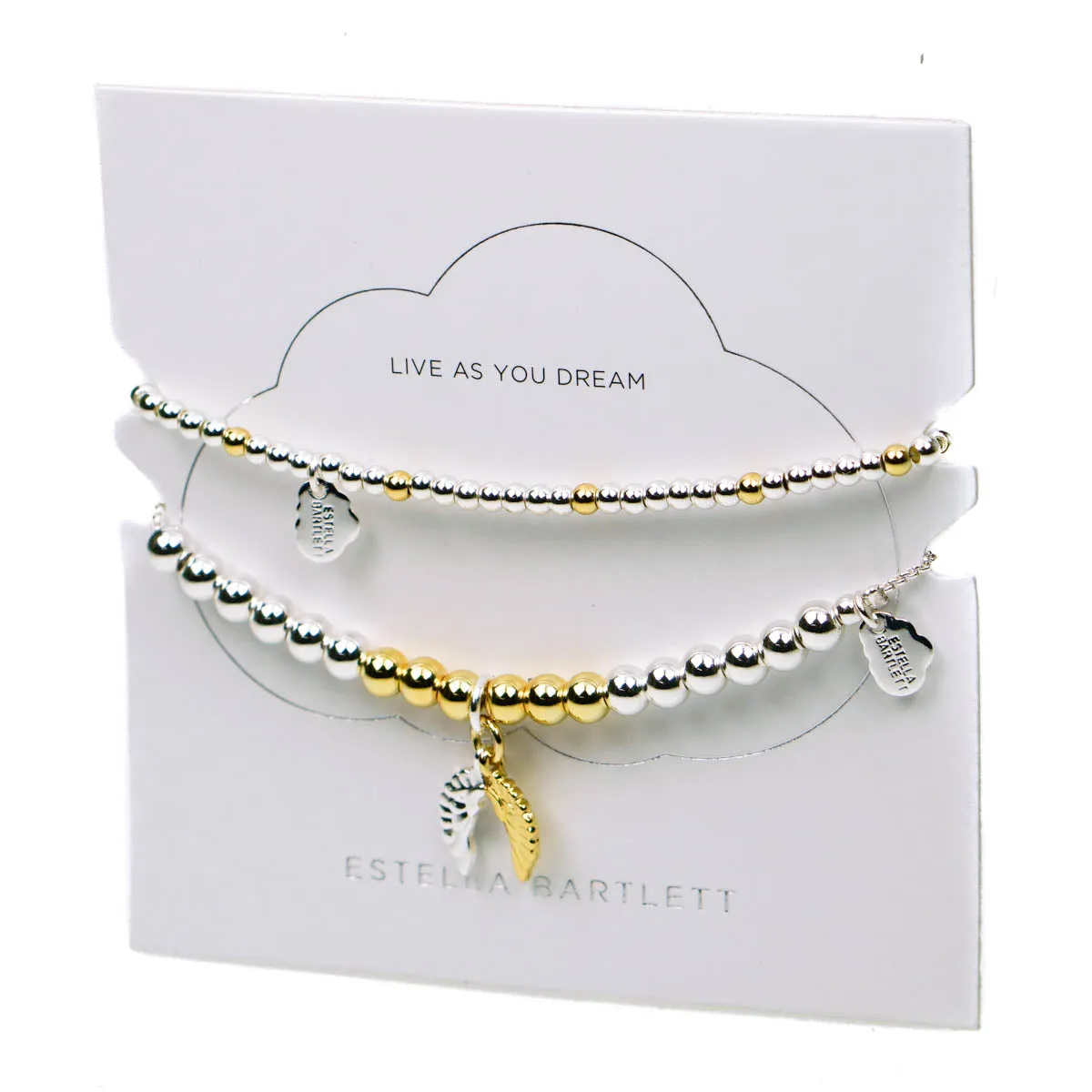 Estella Bartlett Angel Wings Bracelet Set of 2 Silver and Gold Bracelets