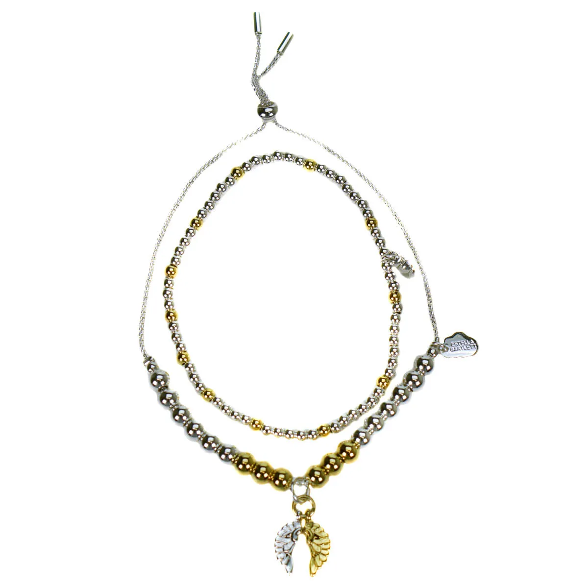 Estella Bartlett Angel Wings Bracelet Set of 2 Silver and Gold Bracelets