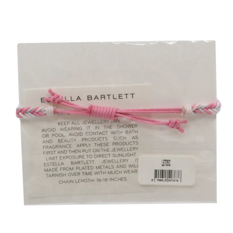 Estella Bartlett Ladies Bracelet Pink Butterfly Adjustable Corded Jewellery