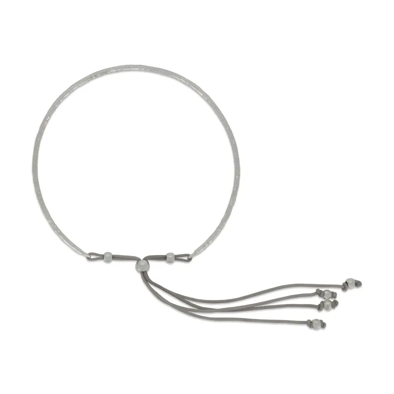 Estella Bartlett Silver Bangle Live As You Dream With Love Grey Cord