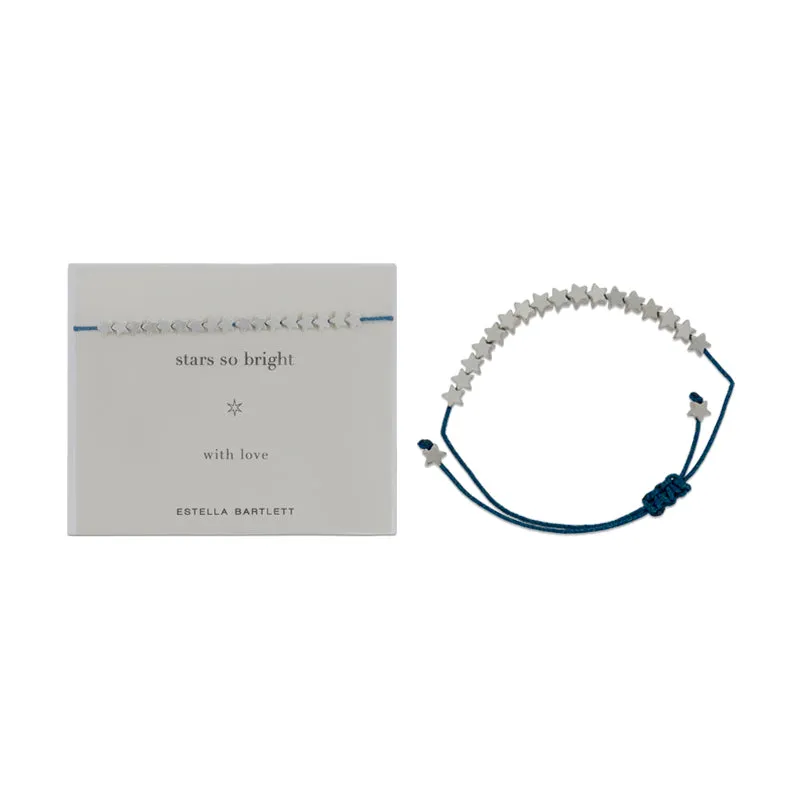 Estella Bartlett Star Bracelet Stars So Bright With Love Silver Blue Cord