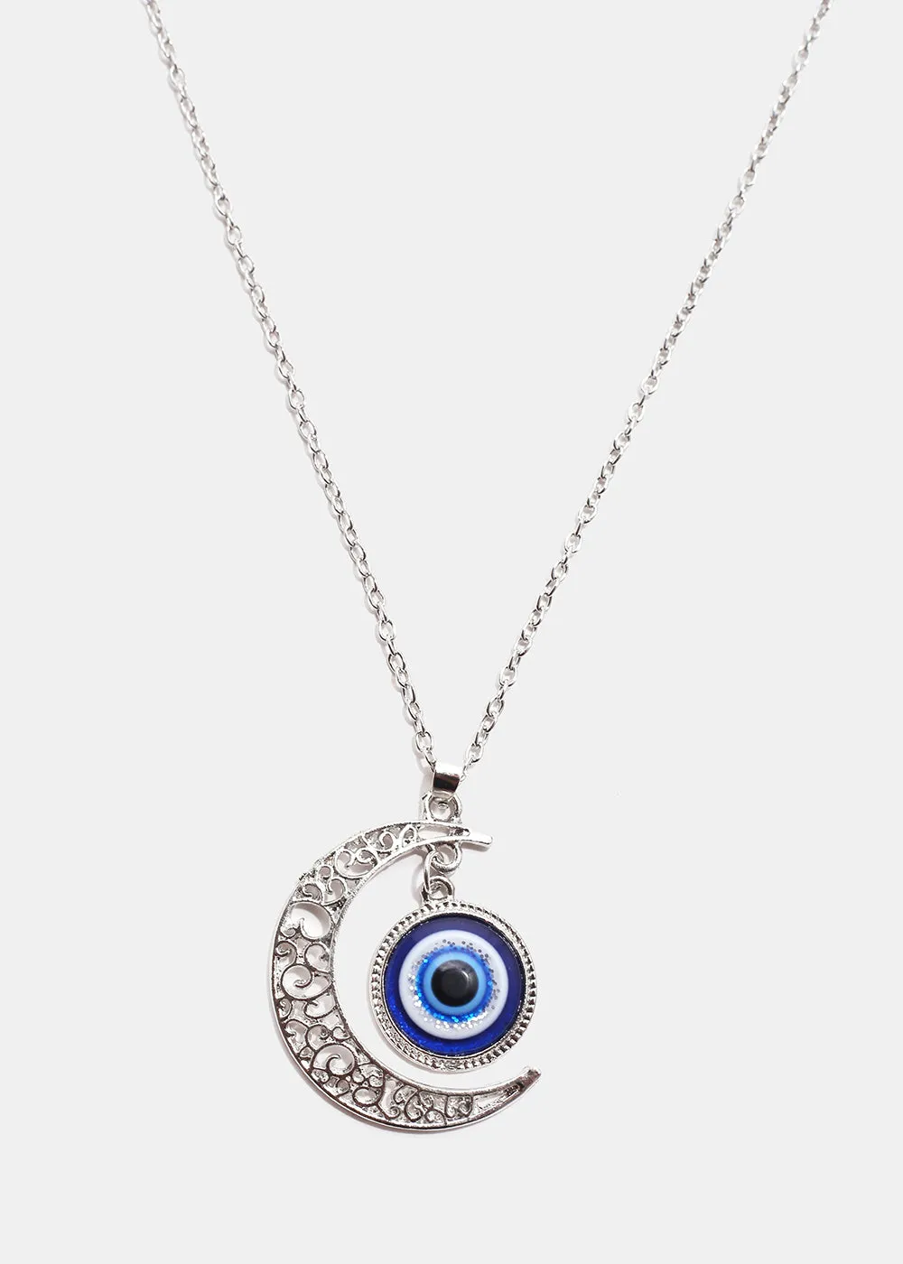 Evil Eye & Crescent Moon Necklace