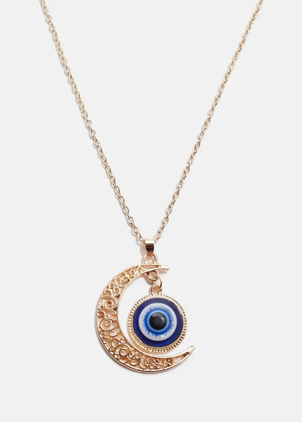 Evil Eye & Crescent Moon Necklace