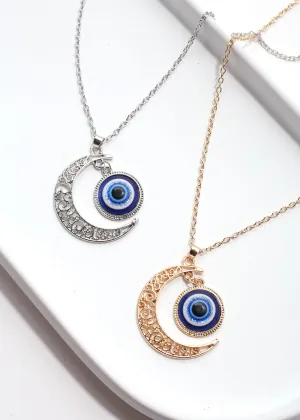 Evil Eye & Crescent Moon Necklace