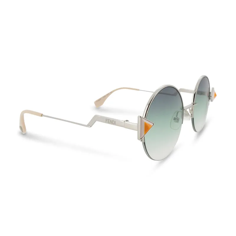 Fendi Silver Green Gradient Round Sunglasses FF0243S (No Case)