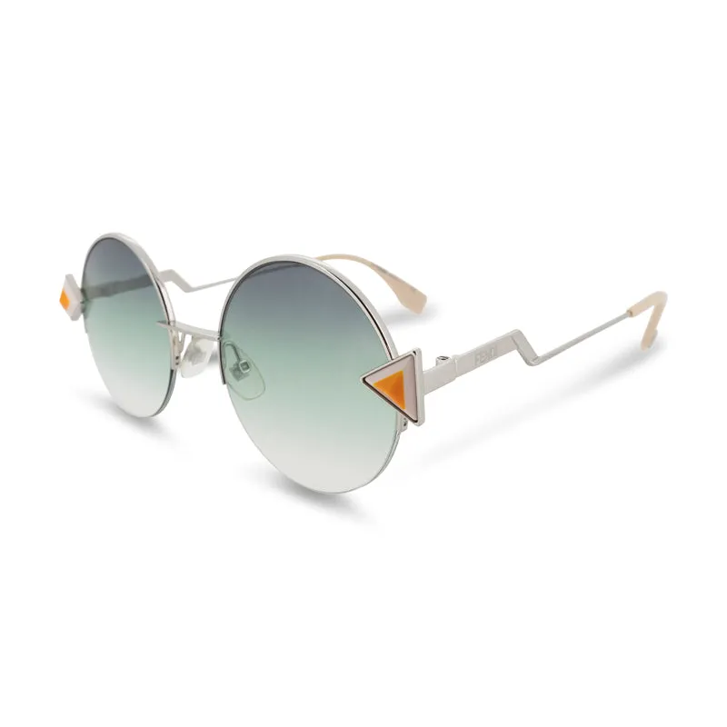 Fendi Silver Green Gradient Round Sunglasses FF0243S (No Case)