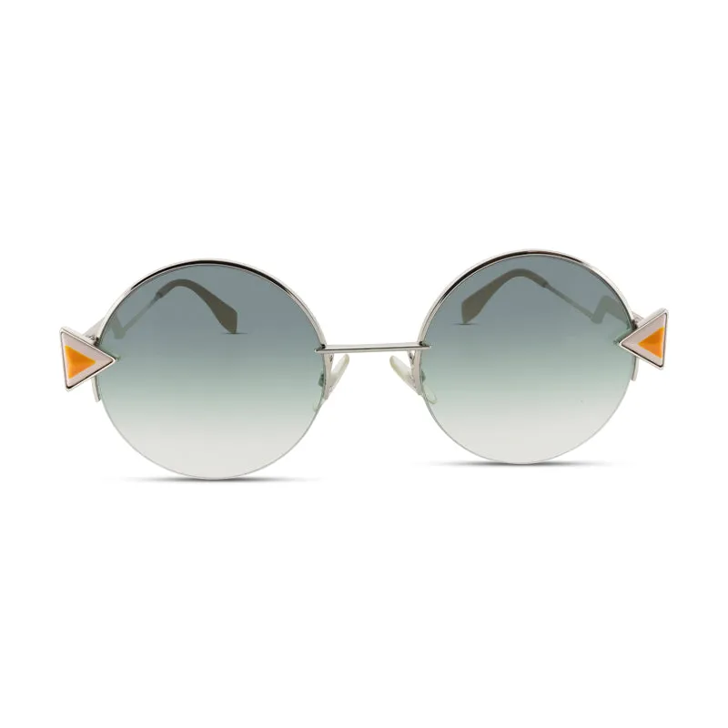 Fendi Silver Green Gradient Round Sunglasses FF0243S (No Case)