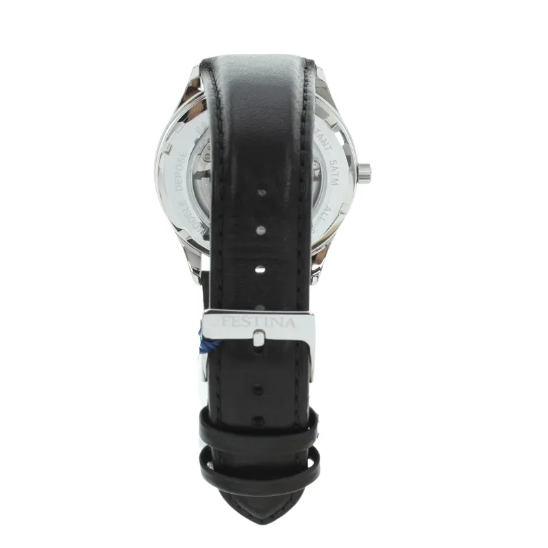 Festina Men's Automatic Watch With Black Leather Strap F6846-4