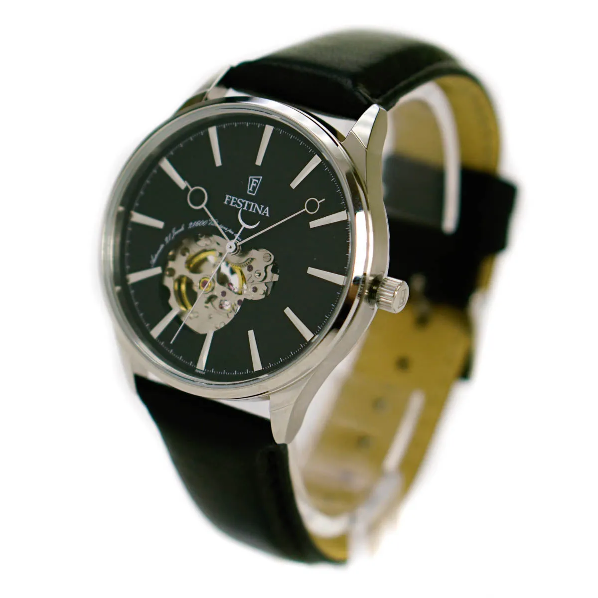 Festina Men's Automatic Watch With Black Leather Strap F6846-4