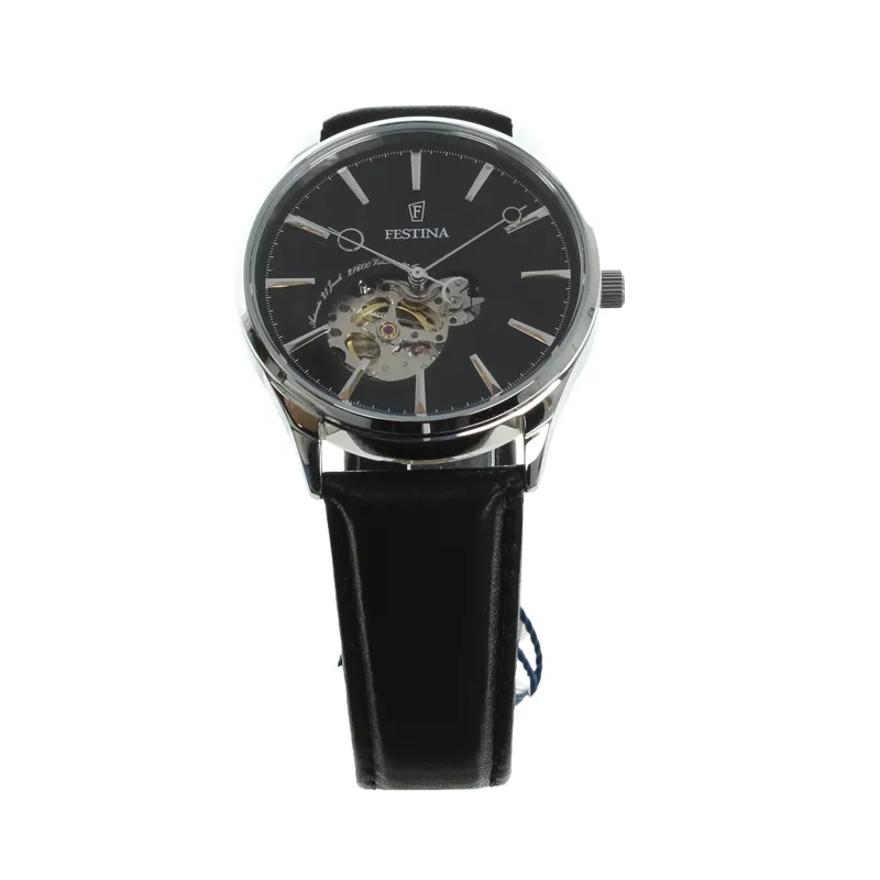 Festina Men's Automatic Watch With Black Leather Strap F6846-4