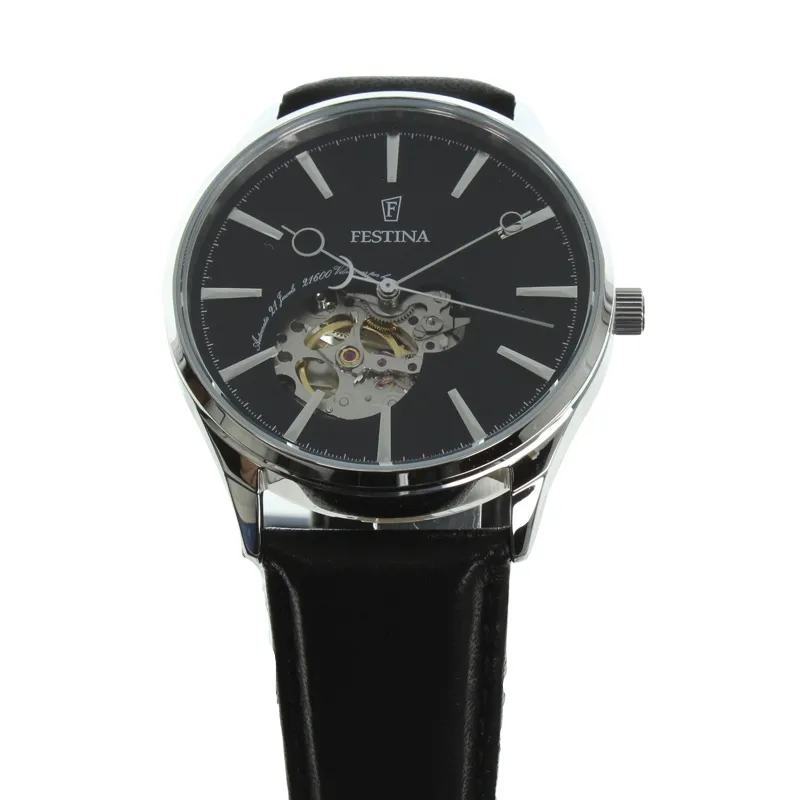 Festina Men's Automatic Watch With Black Leather Strap F6846-4
