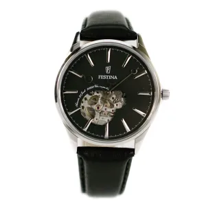 Festina Men's Automatic Watch With Black Leather Strap F6846-4