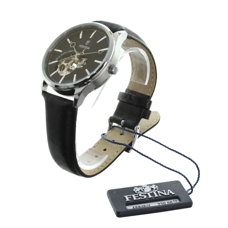 Festina Men's Automatic Watch With Black Leather Strap F6846-4