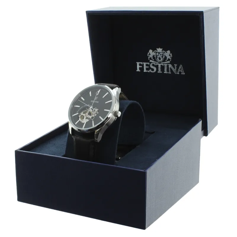 Festina Men's Automatic Watch With Black Leather Strap F6846-4
