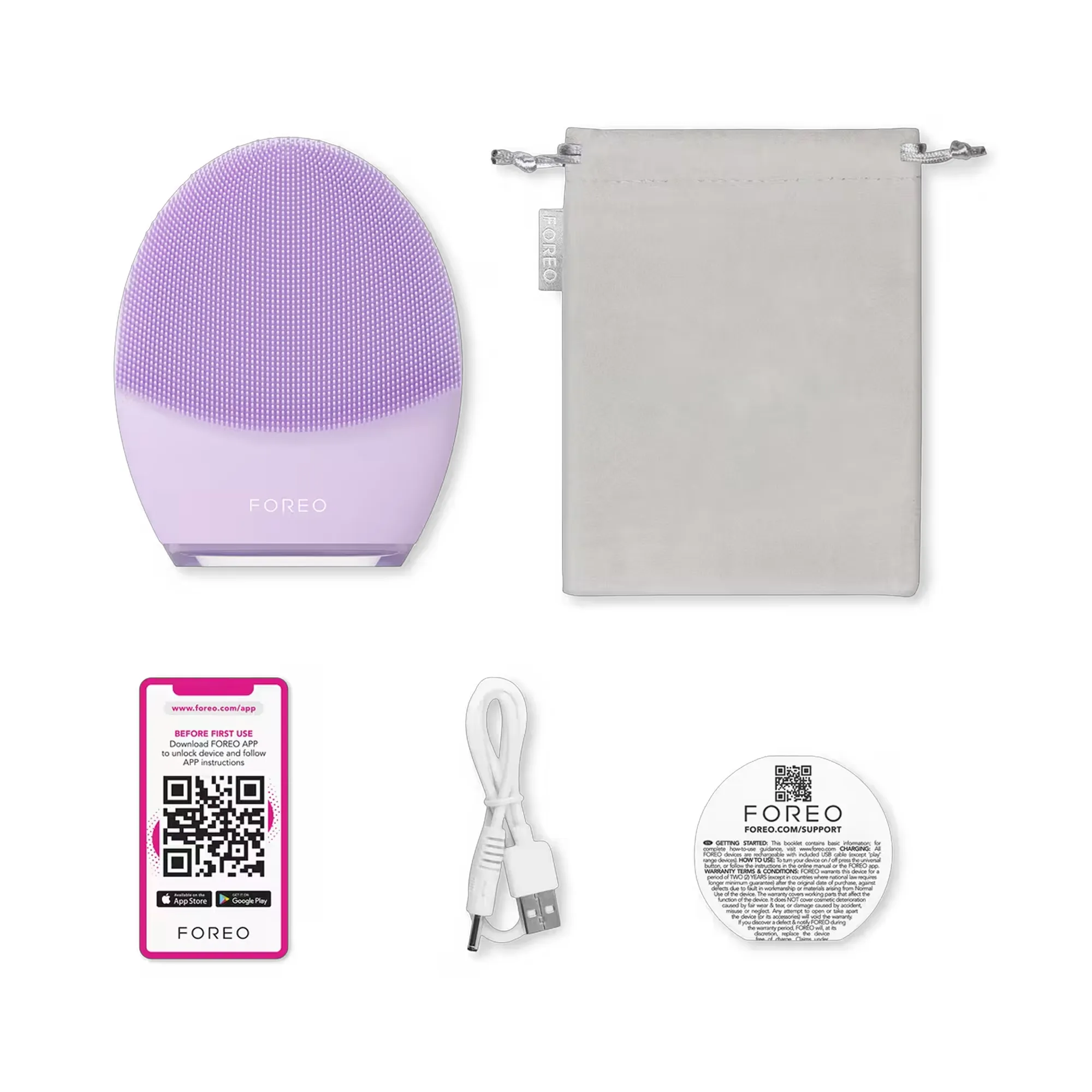 Foreo Luna 4 Facial Cleansing & Firming Device for Sensitive Skin - Purple