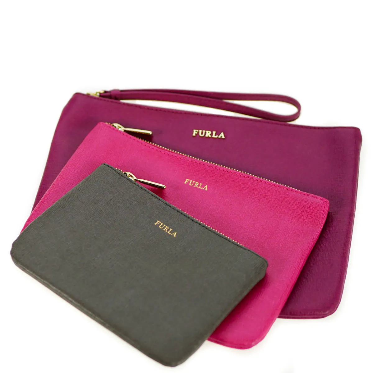 Furla Bags Leather Clutch Bag & Purse Set Of 3