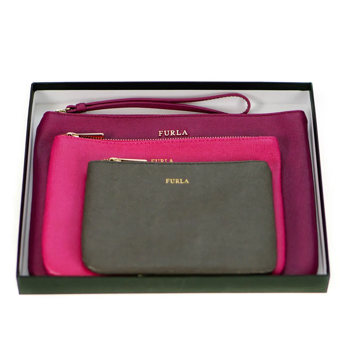 Furla Bags Leather Clutch Bag & Purse Set Of 3