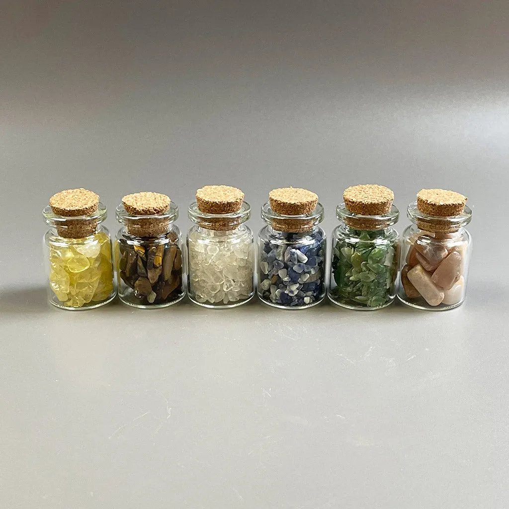 Gemstone Crystal Wishing Bottle Set of Six 5mls - Set 1