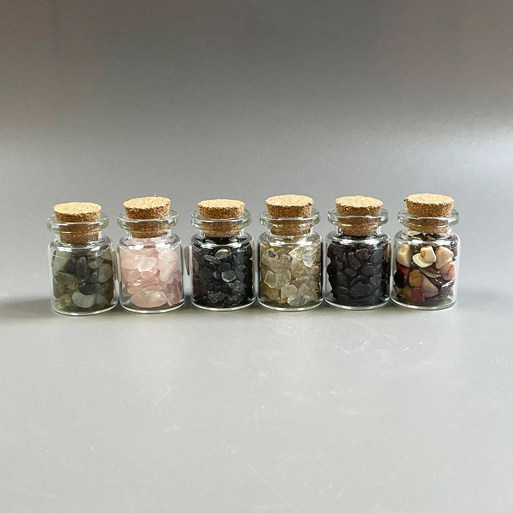 Gemstone Crystal Wishing Bottle Set of Six 5mls - Set 2