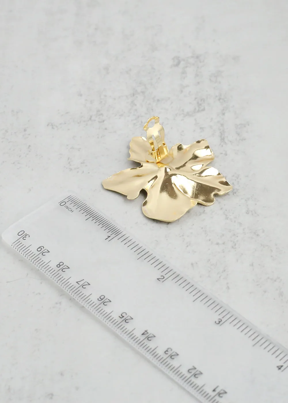 Gold Cayena Flower Clip-On Earrings
