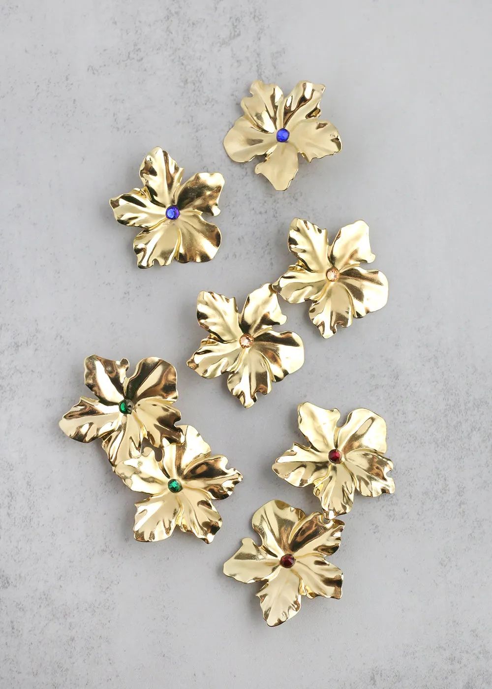 Gold Cayena Flower Clip-On Earrings