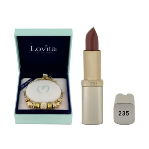 Gold Charm Bracelet & L'Oreal Nude Lipstick Gift Set