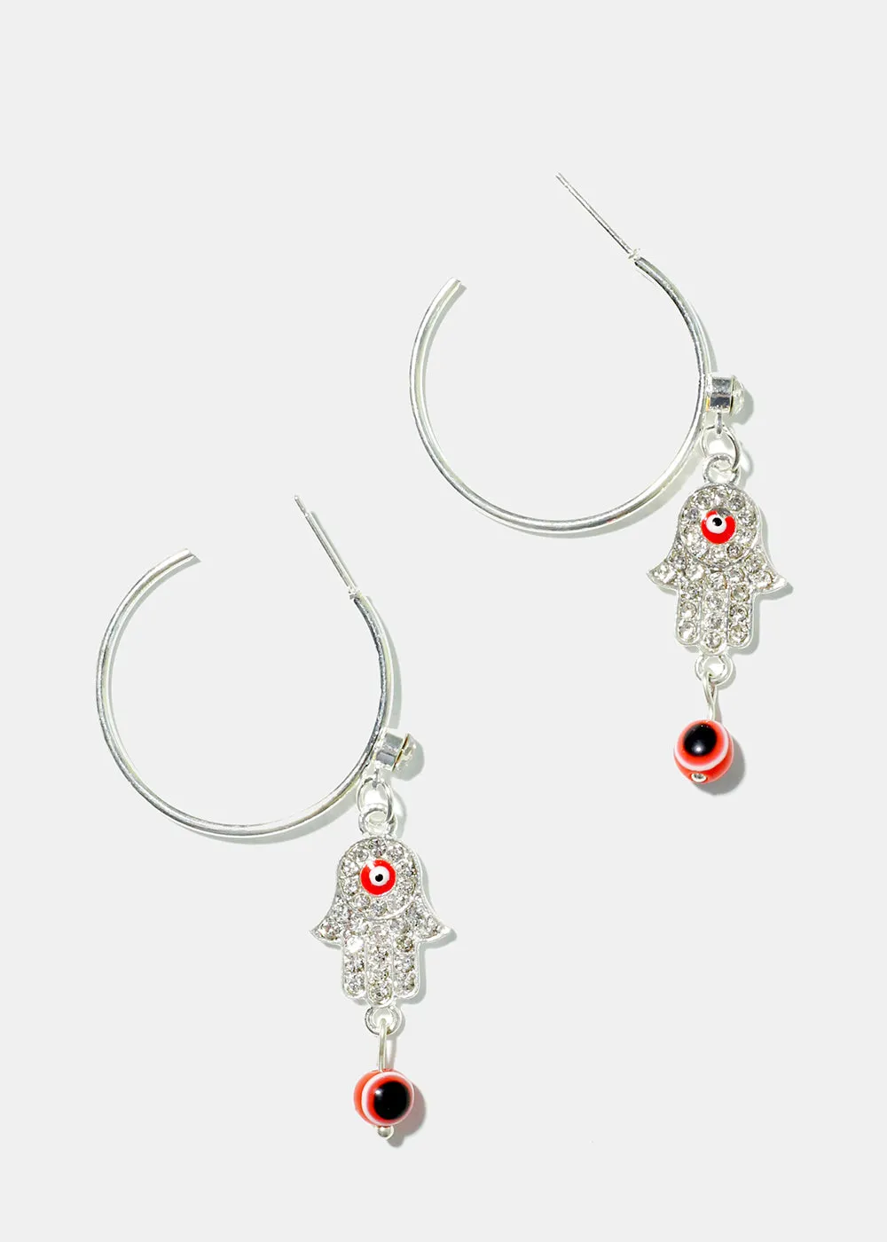 Hamsa Hand & Evil Eye Hoop Earrings