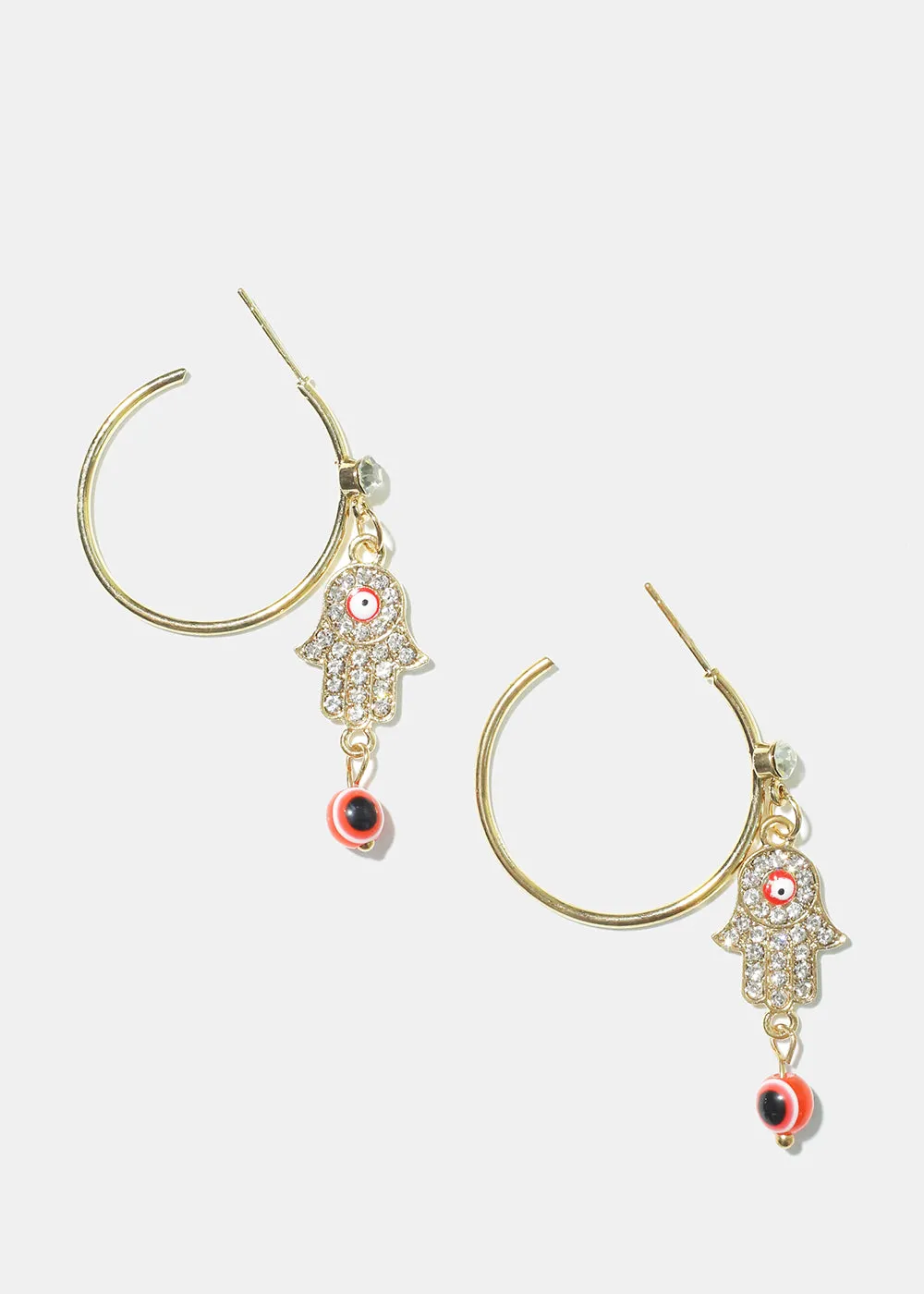 Hamsa Hand & Evil Eye Hoop Earrings