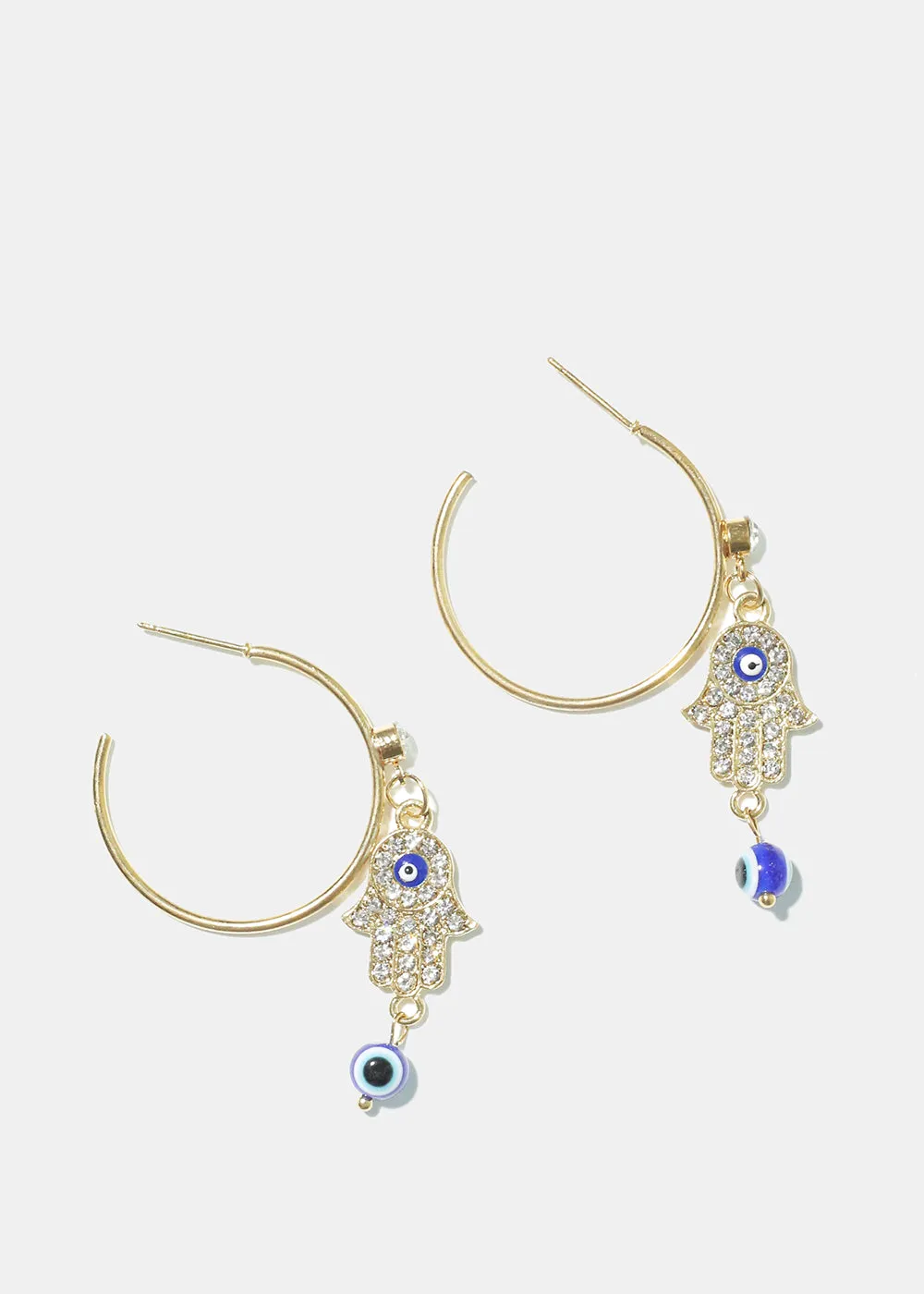 Hamsa Hand & Evil Eye Hoop Earrings