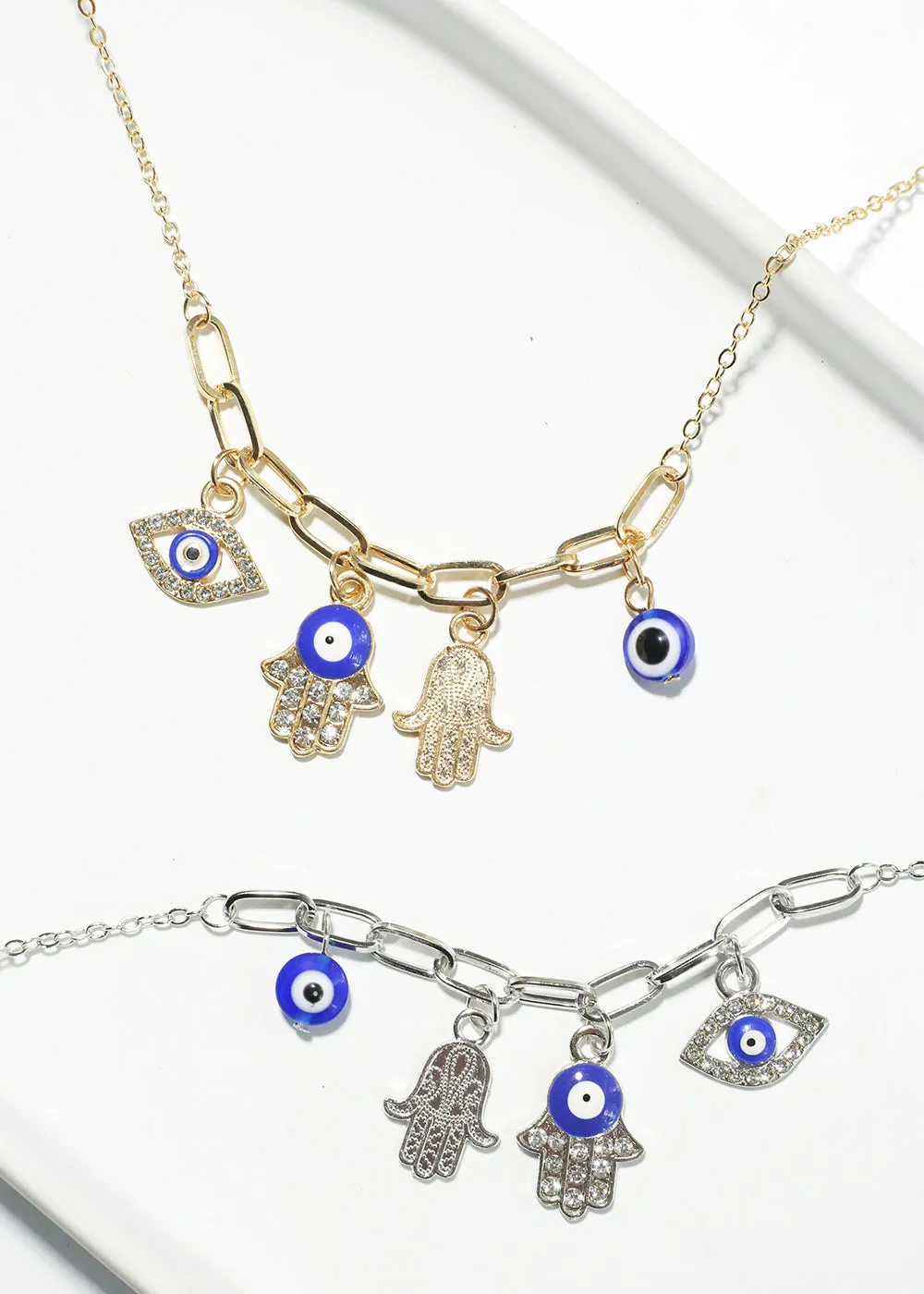 Hamsa Hand & Evil Eye Necklace