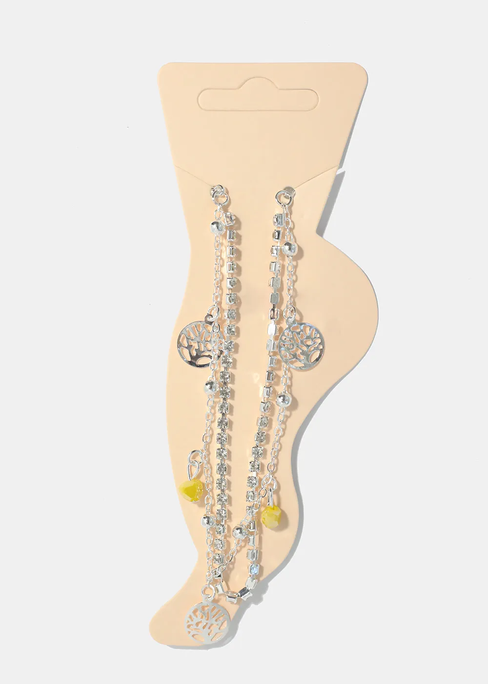 Heart & Tree of Life Charm Anklet