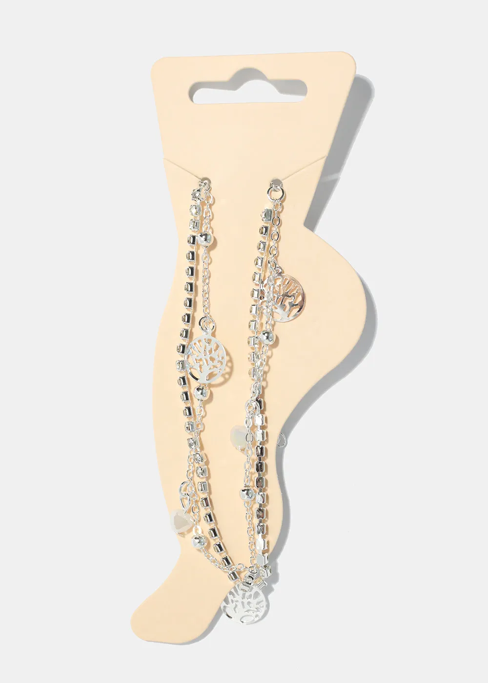 Heart & Tree of Life Charm Anklet