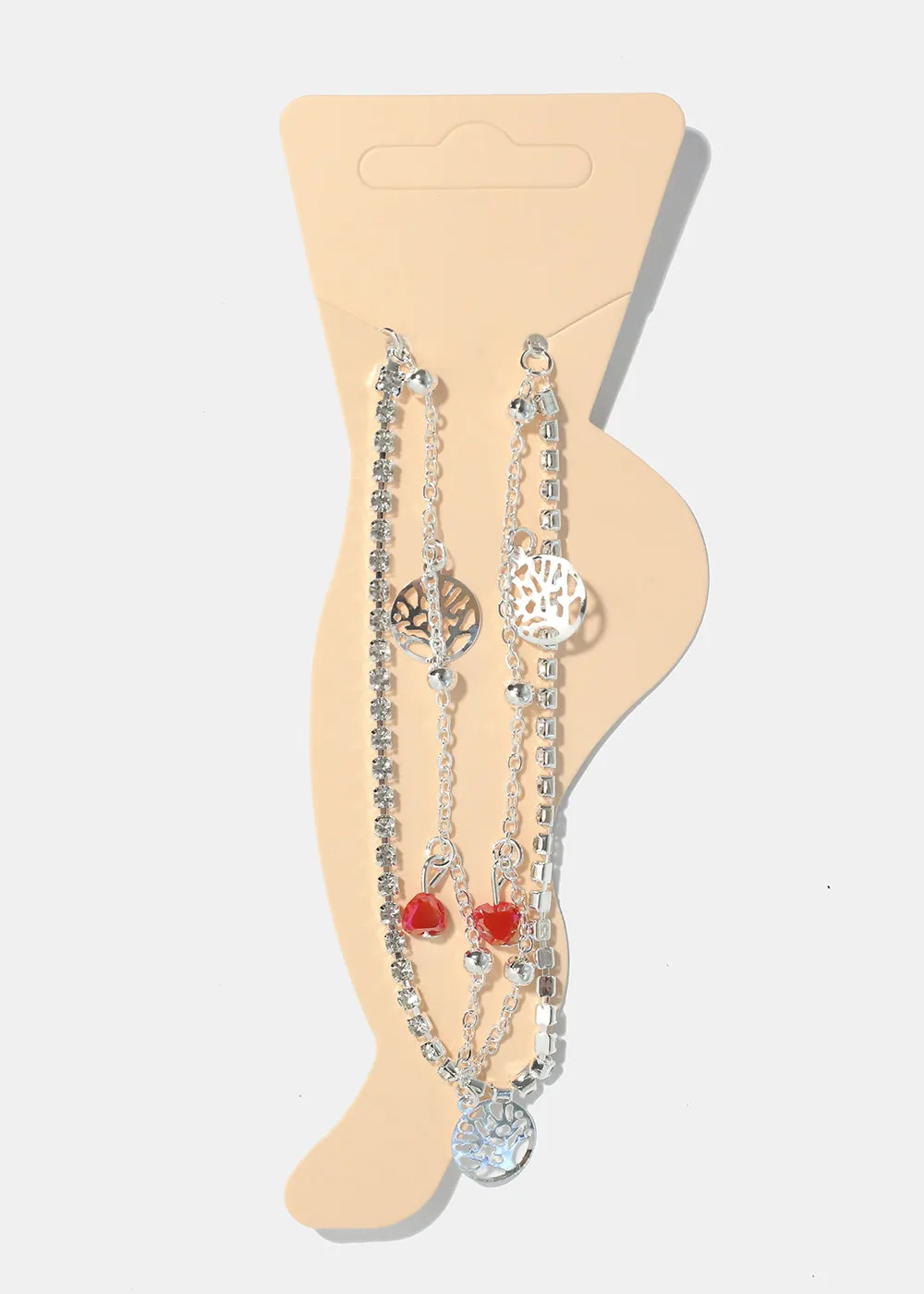 Heart & Tree of Life Charm Anklet