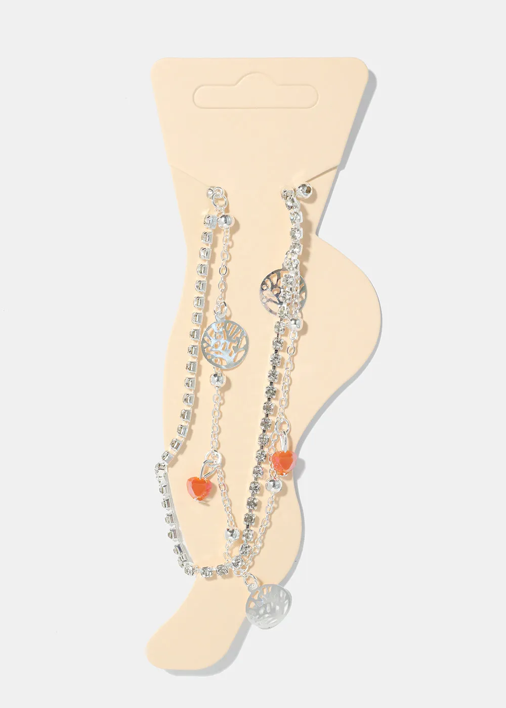 Heart & Tree of Life Charm Anklet