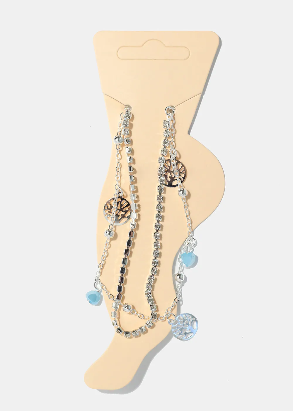 Heart & Tree of Life Charm Anklet