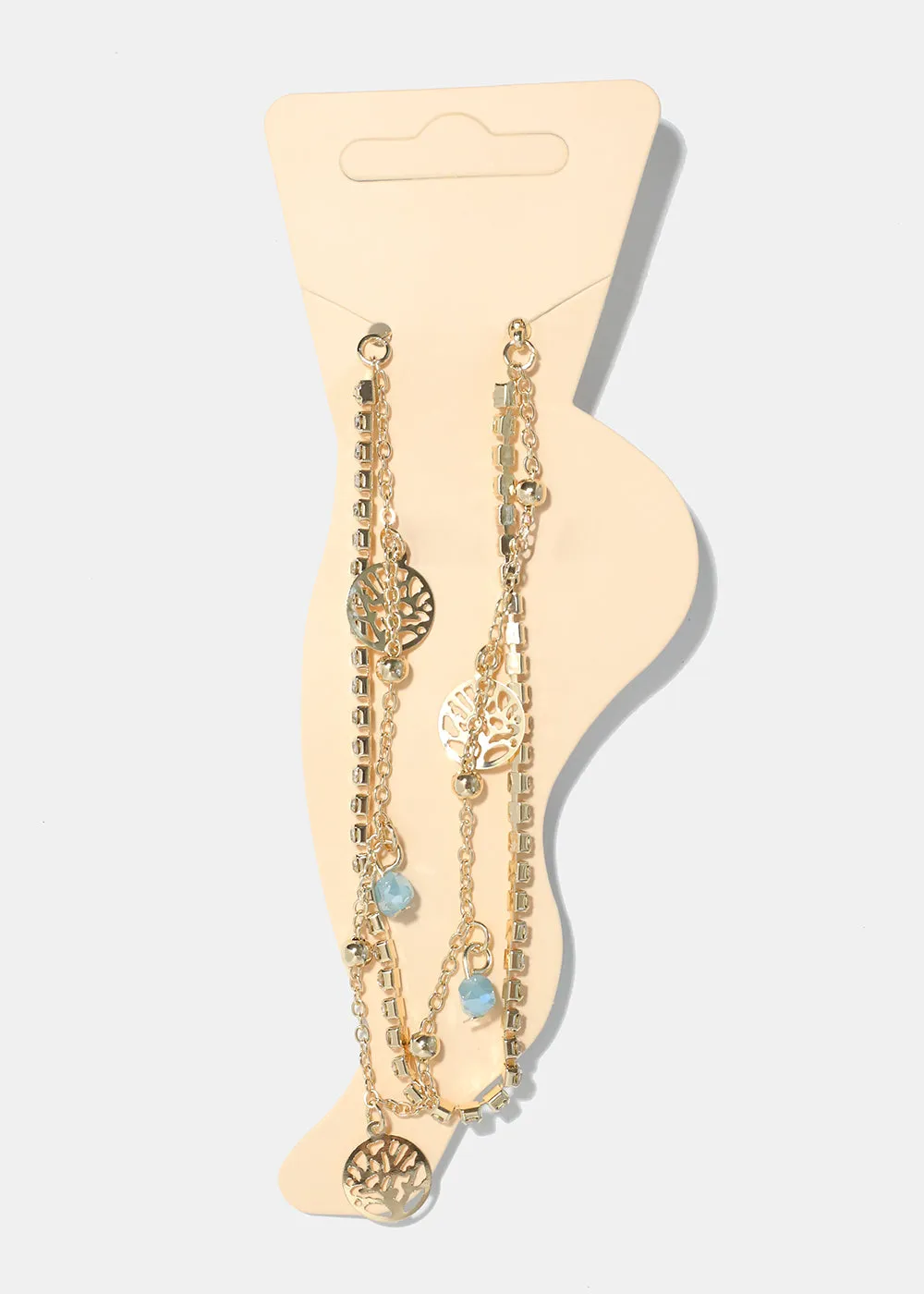 Heart & Tree of Life Charm Anklet