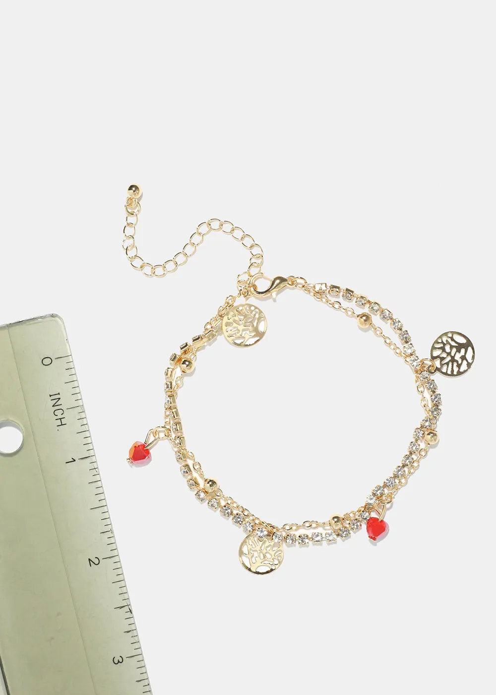 Heart & Tree of Life Charm Anklet