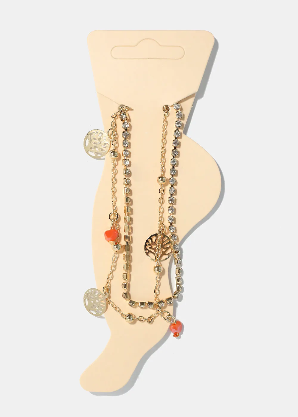 Heart & Tree of Life Charm Anklet