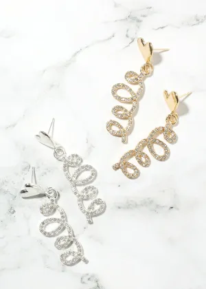 Heart with Rhinestone Spiral Earrings
