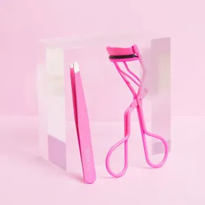 Hot Pink Eyelash Curler and Tweezer Set Beauty Creations