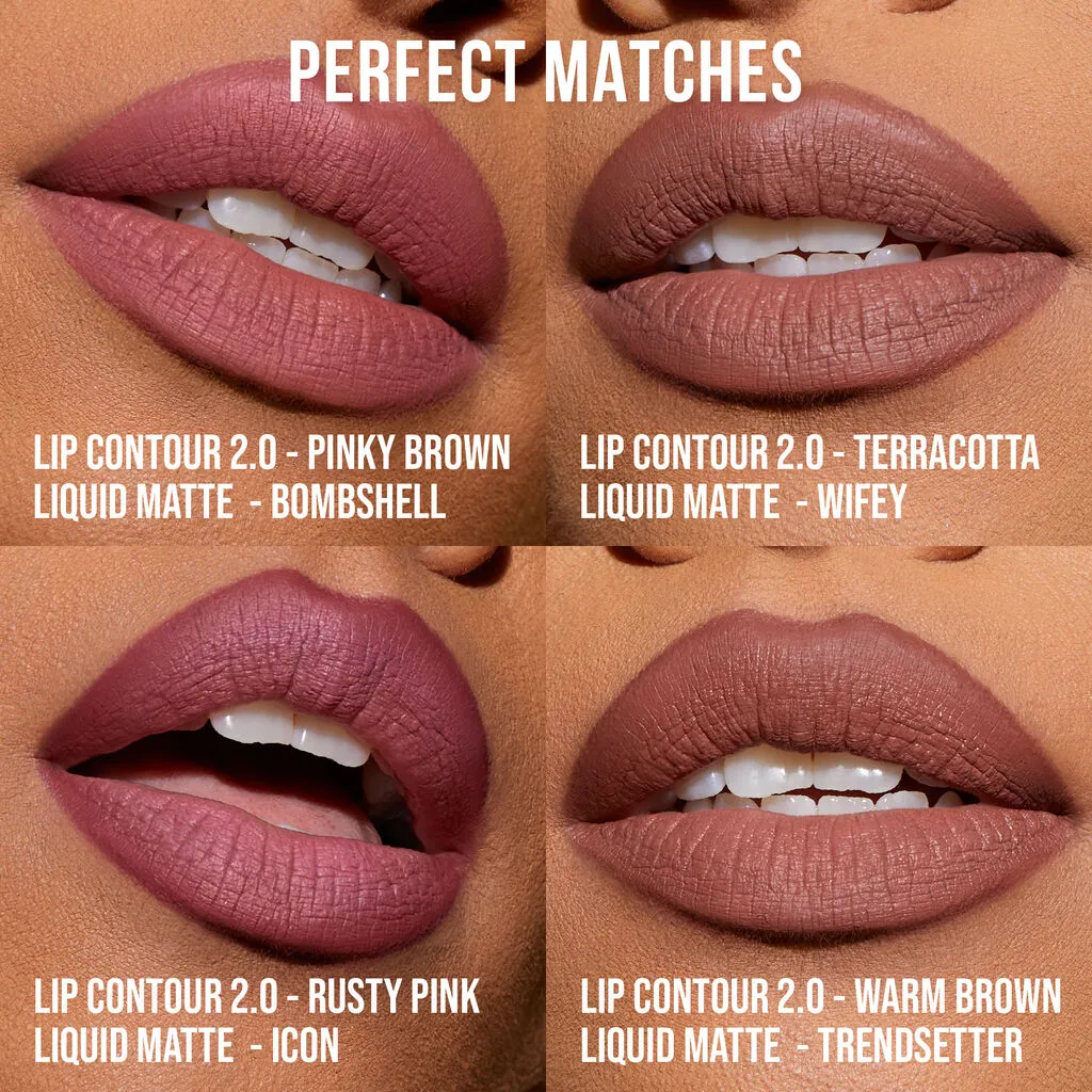 Huda Beauty Lip Liner Lip Contour 2.0 Automatic Matte Lip Pencil (PINKY BROWN -BOMBSHELL)