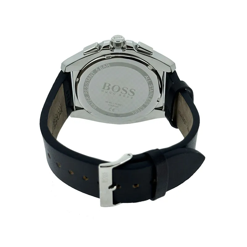 Hugo Boss Men's Watch Black Leather Chronograph Grandmaster 1513881