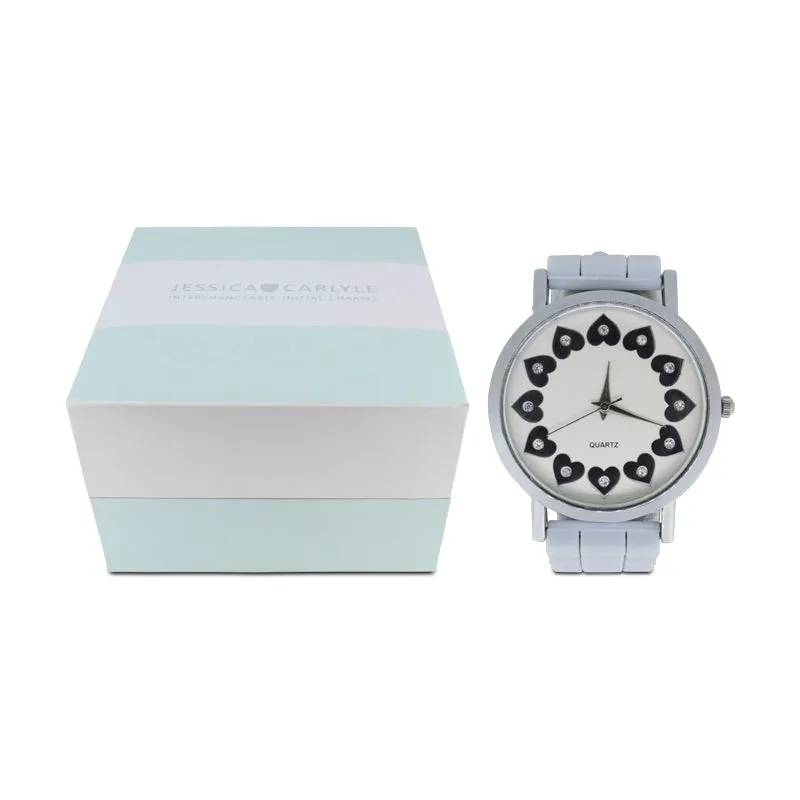 Jessica Carlyle Blue Silver Watch & Bracelet Set 1891 (Blemished Box)