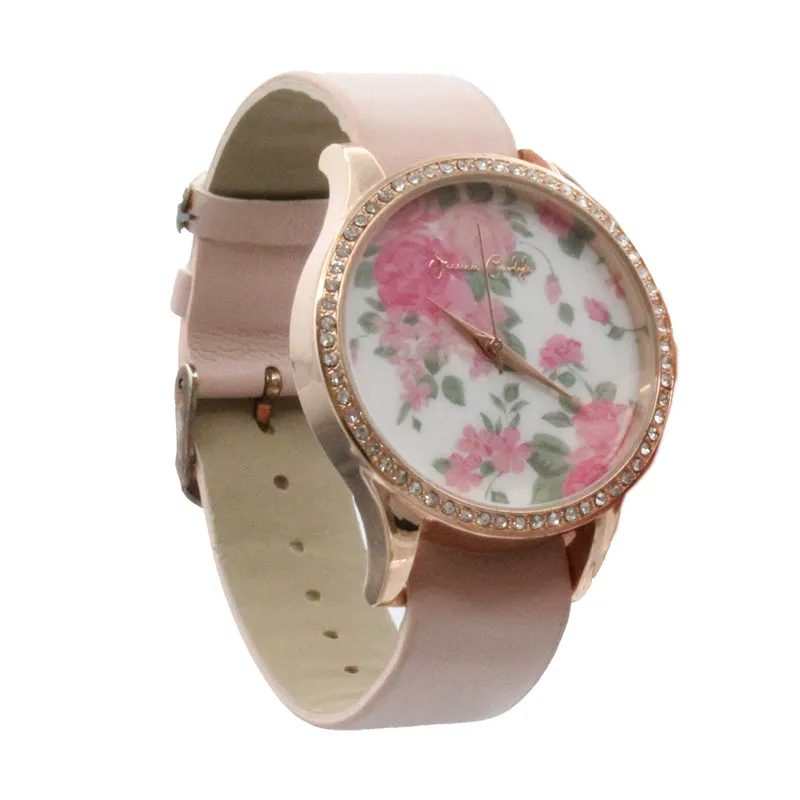 Jessica Carlyle Rose Gold Floral Watch & 4 Extra Straps (Blemished Box)