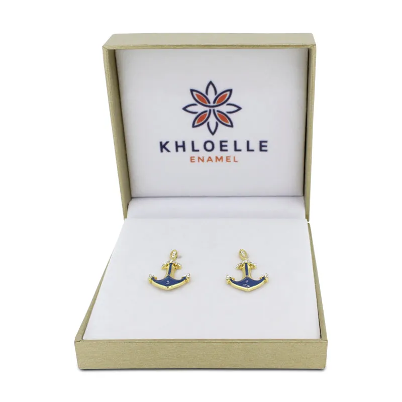 Khloelle Gold And Blue Anchor Earrings LC0070849