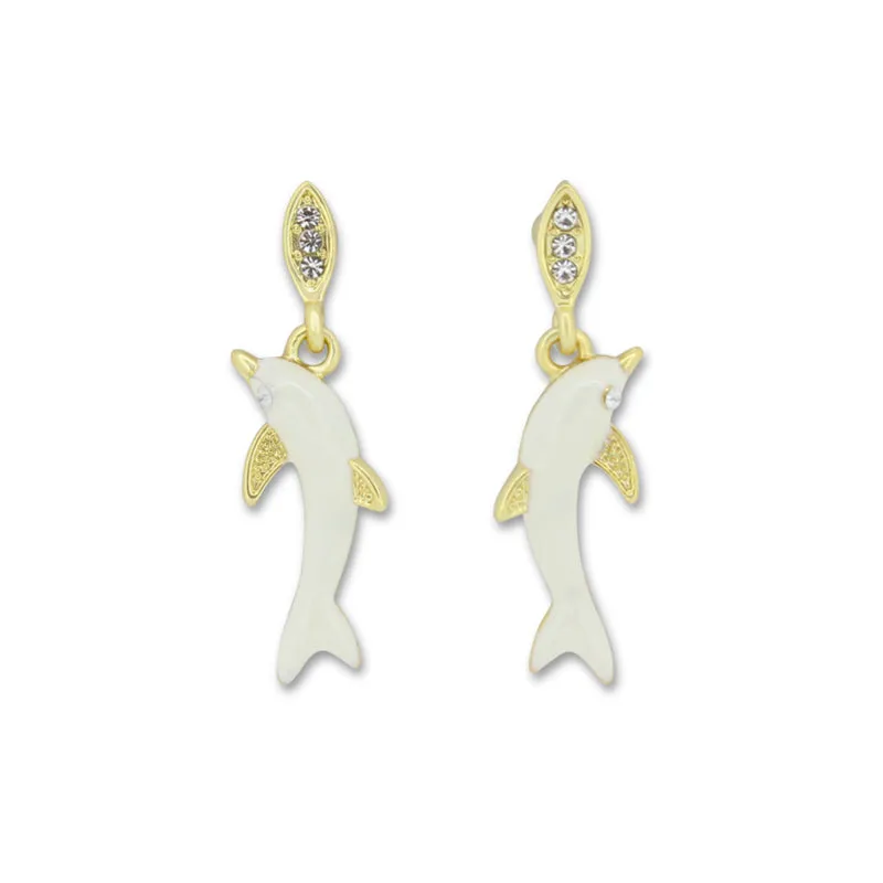 Khloelle White Dolphin Earings LC0070828