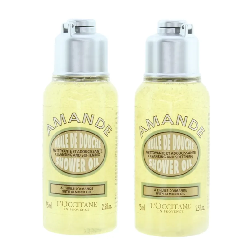 L'Occitane Amande Almond Shower Oil 75ml x 2 Cleansing & Softening